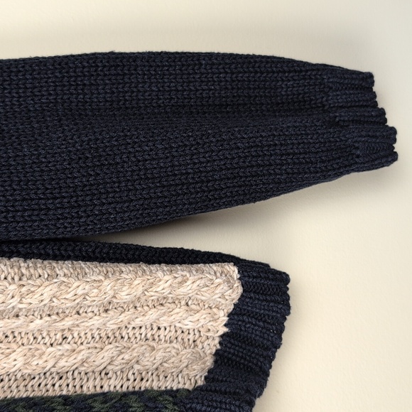 Vintage Paul Harris Design Patchwork Knit Cardigan Sweater Navy Size M - Picture 6 of 11